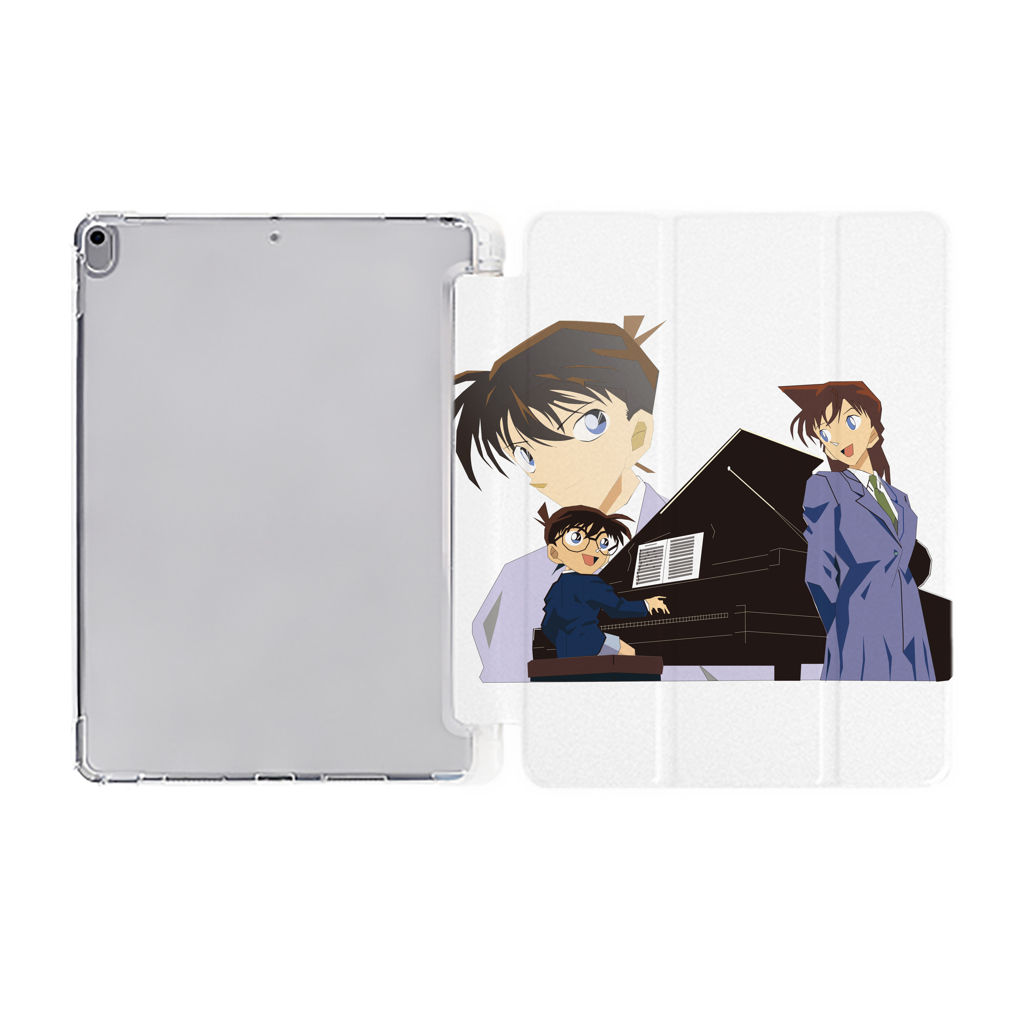 （画像用） 名探偵コナン 毛利 蘭 もうり らん、モーリ ラン Detective Conan Rachel Moore IPad ケース ペン収納付き 三つ折りスタンド PUレザー×シリコン 対応機種9.5/10.5/10.9インチ